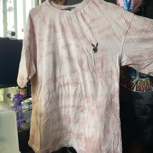 PLAYBOY Pink Tie-Dye Short Sleeve Tee with Small Logo